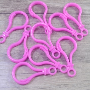 10pcs /40pcs HOT PINK Plastic Key Chain Holders Clasps,plastic lobster clasps for keychain jewellery craft supplies,25x50mm