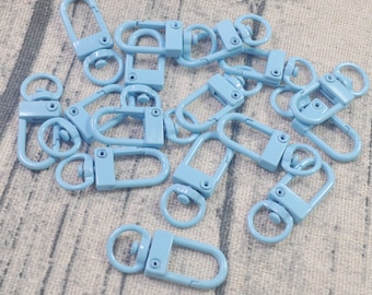 5-100Pcs Bleu clair homard pivotant fermoirs porte-clés, Homard Pivotant Fermoirs Clips Sac Key Ring Crochet Résultats Trousseau--34x13mm