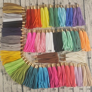 10/20/50 suede tassels,32 Colors,leather tassels,fringe tassels,faux leather tassels,Gold Cap tassels for keychain,jewelry tassels,85mm