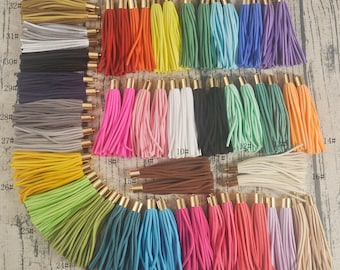 10/20/50 suede tassels,32 Colors,leather tassels,fringe tassels,faux leather tassels,Gold Cap tassels for keychain,jewelry tassels,85mm