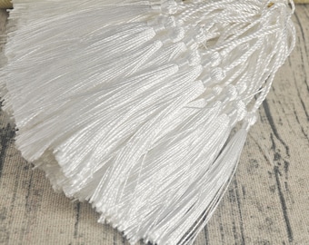 20Pcs/50Pcs/100Pcs White Bookmark Tassels， Silk Tassels，Tassel Pendant,DIY Craft Tassels,Bookmark Making Supplies,5" Long