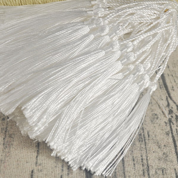 20Pcs/50Pcs/100Pcs White Bookmark Tassels， Silk Tassels，Tassel Pendant,DIY Craft Tassels,Bookmark Making Supplies,5" Long