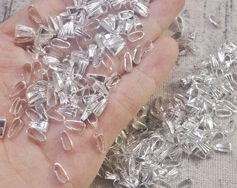 100/300Pcs Silver Plaqué Pinch Bails, Pendentif Bails, Charm Pinch Bails, Connecteur Pendentif, Porte-Pendentif, Bail, Bijoux Findings.8.5x3mm