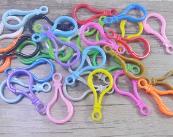 10 st/40 st färgglada plastnyckelringshållare med spännen, plastkarbinlås för nyckelringar, smycken, hantverksmaterial, 25 x 50 mm