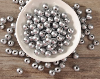 10mm silver beads,wood bead,100 Silver Round wooden Beads,Spacers Bead,Round Ball Natural Wood Beads for Bracelet Beads DIY Jewelry Findings
