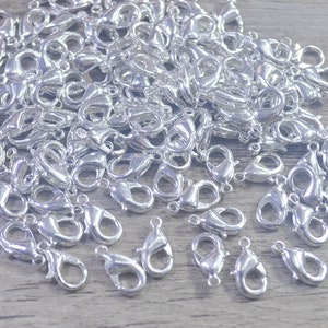 30 or 50Pcs BULK 6x12mm Silver plated Lobster Clasps, Brass Lobster Clasps,Claw Clasps, Wholesale Necklace/Bangles Clasp