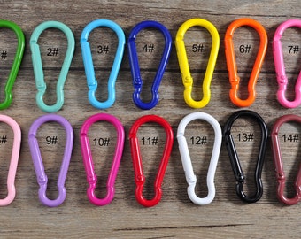 1/10/20/30/50/100Pcs Mixed Color Carabiner Clips Clasp， key ring,Aluminum Spring Hook Keyring，Bag Key Ring Hook Findings--23x42mm