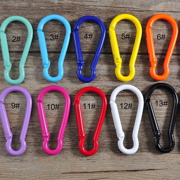 1/10/20/30/50/100Pcs Mixed Color Carabiner Clips Clasp， key ring,Aluminum Spring Hook Keyring，Bag Key Ring Hook Findings--23x42mm