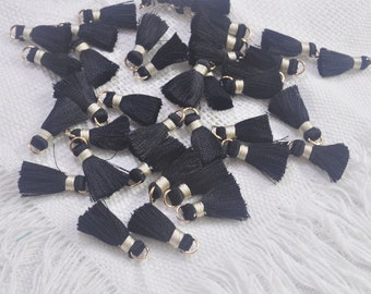 10/20/50/100pcs 2cm Black silk tassels,Small silk tassels,silky thread tassels,mini tassel,tassels charm for jewelry making--17#