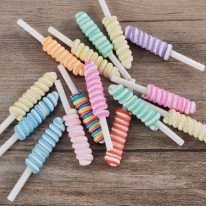 5-50pcs lecca-lecca in argilla polimerica, ciondoli lecca-lecca, lecca-lecca a vortice, centri di arco per capelli, ciondolo in argilla polimerica, cabochon, forniture per l'arco per capelli fai-da-te
