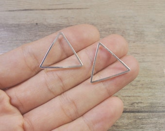 20Pcs/50Pcs Silver Brass Triangle Ring - Link - Triangle Charms - Geometric Charms - Triangle Earring Pendants - 23mm -(YY-5522#)