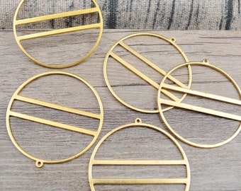 8Pcs Raw brass earring pendant，Brass earring charms，Circle shape earrings，Earring connector,earring findings supply 43mm