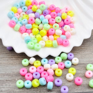 300 stks/pak 7 mm acryl pastel ronde kralen, 7 mm dikke snoepkleur schijfvormige kralen, plastic afstandskralen, ketting/armbandkralen