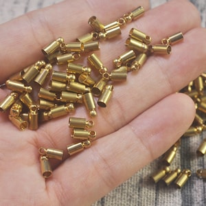 Leather Cord End Cap,100 or 200Pcs Raw Brass End Caps for 2.5mm to 3mm Cords,Barrel Cord End Caps,Nickel Free,3.5x8mm