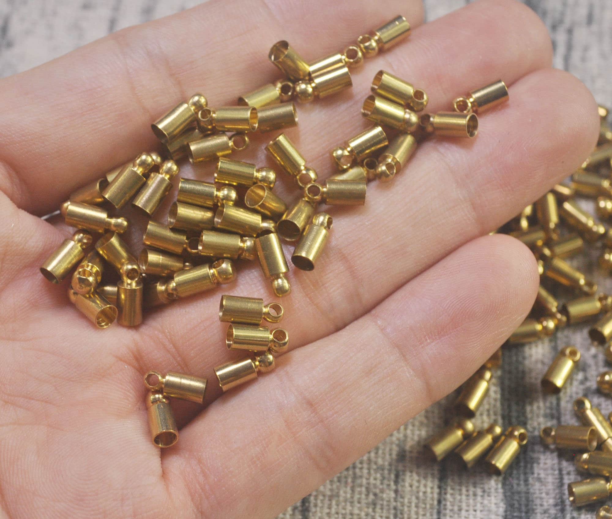 Leather Cord End Cap100 or 200pcs Raw Brass End Caps for Etsy UK