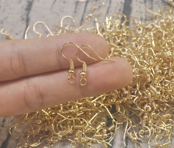 50,100,150,200pcs KC Gold Earring Hooks, Earwires Fish Hook