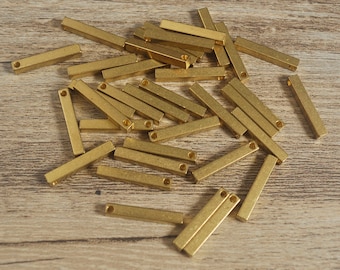 20 Stück kleine Rohmessing Leiste, Massivmessing Leiste, Namensschild Leiste, Rechteckige Leiste, Messingleiste Anhänger, Messinganhänger 20 x 3 mm