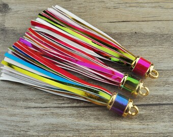 10cm PU Leather Tassel for Key Chain,1/5/10 Rainbow Handmade Tassel,Tassel for Handbag, Keychain Tassel, Bag Accessories，Tassel Charm