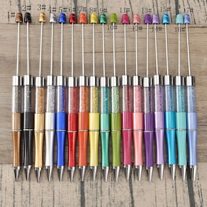 17 Colors Beadable Pens,DIY Beadable Pens,Beadable pens and refills,Plastic crystal Plastic Pens,Pen Blank,DIY Bead Pens,Black Ink,Gifts