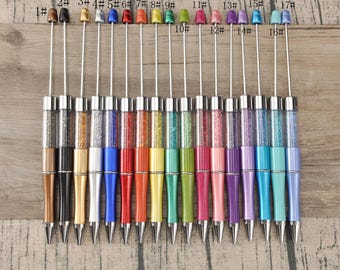 17 Colors Beadable Pens,DIY Beadable Pens,Beadable pens and refills,Plastic crystal Plastic Pens,Pen Blank,DIY Bead Pens,Black Ink,Gifts