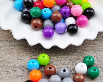 100Pcs 10mm Round Beads,Plastic Round Bead, Acrylic Gumball Beads,Bubblegum Beads, Round Spacer Beads, Colorful Round Beads,Wholesale Beads