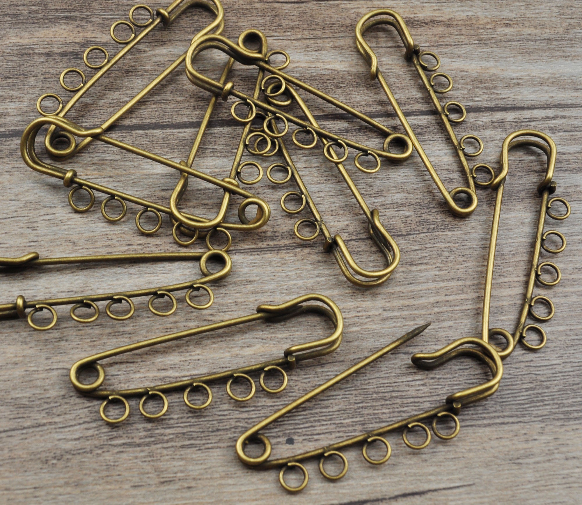 10pcs 50mm Metal 3 Loop/5 Loop Kilt Pin Safety Pins Brooch Blank Base ...