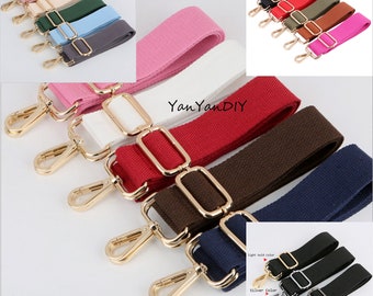 1Pcs Pure Color Cotton Canvas Crossbody Handle Shoulder Unisex Strap Laptop Belt, Adjustable 55 Inches Long,1.5" Width, Multicolor Metal