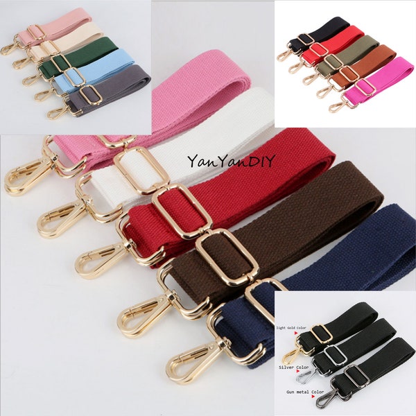 1Pcs Pure Color Cotton Canvas Crossbody Handle Shoulder Unisex Strap Laptop Belt, Adjustable 55 Inches Long,1.5" Width, Multicolor Metal