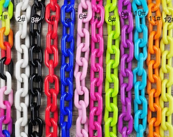 Large Colorful Acrylic Curb Chain Links,Plastic Chain for Glasses Chain,Sunglass Chain,Bag Chain,Open Links Necklace Chain,31x19mm