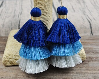 3 layered Cotton Tassel，1-100 Ombre Tassel with Gold Loop，Craft Tassel，Three Layered Tassel,Wholesale Tassels,Tiered Tassels,KeyChain Tassel