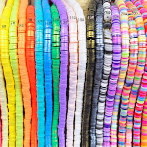 6mm Shinning Silver Colorful Polymer Clay Disc Heishi Beads,Tiny Vinyl Polymer Clay Spacers Loose Beads,for Summer Bohemia Jewelry Making