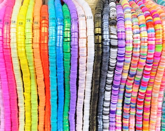 6mm Shinning Silver Colorful Polymer Clay Disc Heishi Beads,Tiny Vinyl Polymer Clay Spacers Loose Beads,for Summer Bohemia Jewelry Making