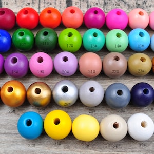37 Farben 20 mm runde Naturholzperlen, 10 Stück / 20 Stück farbige Holzperlen, Großhandel Perlen, Boho Spacers Bead für Halskette Armband Wohnkultur