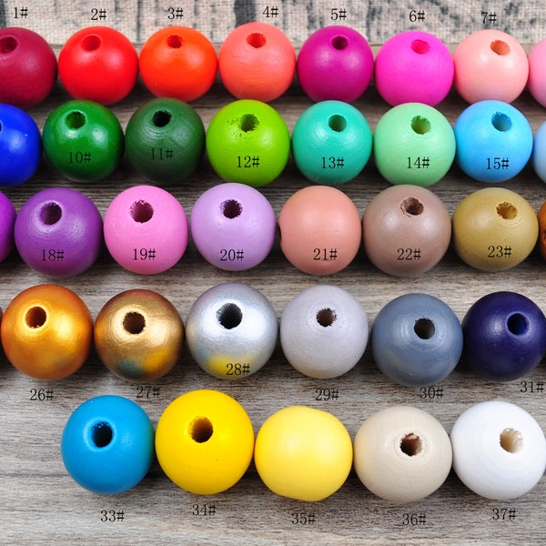 37 Colors 20mm Round Natural Wood Beads,10Pcs/20Pcs Colored Wooden Beads,Wholesale Beads, Boho Spacers Bead for Necklace Bracelet Home Decor