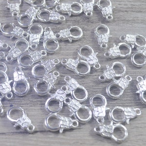 30Pcs/50Pcs Silver Heart Lobster Clasps，Claw Clasps,Necklace Lobster, Lobster Clasp Findings - 14rmm X 8mm