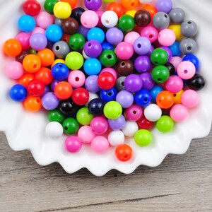 300 Stück 8mm runde Perlen, runde Kunststoffperlen, Acryl Gumball Perlen, Bubblegum Perlen, runde Spacer Perlen, bunte runde Perlen,Großhandel Perlen