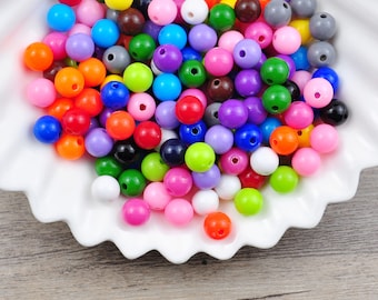 300Pcs 8mm Round Beads,Plastic Round Bead, Acrylic Gumball Beads,Bubblegum Beads, Round Spacer Beads, Colorful Round Beads,Wholesale Beads