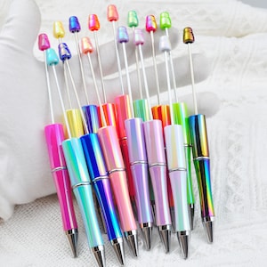 23 kleuren kralenpennen, 1-10 stuks doe-het-zelf kralenpennen, kralenpennen en vullingen, plastic pennen met uv-gradiënt, blanco pen, doe-het-zelf kraalpennen, zwarte inkt, cadeaus