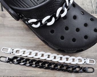 Shoe Chains,Shoe Clips,Shoes Charms,Black/White Color Chain for Shoes,Acrylic link chain,Shoe Decoration,Chain shoe charms,Shoe Charm Gift