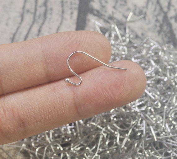 50,100,150,200 pieces Rhodium Ear Wires,French Fishhook Earring Wires with  2mm End Ball,Ear Wires with Ball Stopper Earring Components