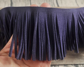 78mm Leather Tassel Fringes,Fringe Trim Faux Suede Navy blue Suede,for costume,bags,purses,key chains,shoes,accessories,Indian fringes
