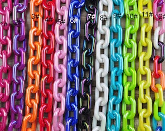 Large AB Colored Acrylic Curb Chain Links,Plastic Chain for Glasses Chain,Sunglass Chain,Bag Chain,Open Links Necklace Chain,31x19mm
