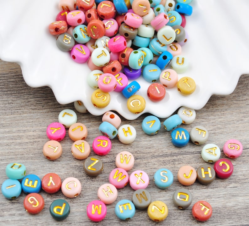 Bead Lettering 300pcs Alphabet Letter Beads,7mm Alphabet Round Acrylic Beads,spacer ...