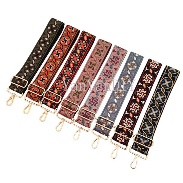 16 Colors 5cm wide Vintage style embroidered Jacquard Purse Strap,Adjustable Crossbody bag strap ,  Guitar strap， Handbag Strap