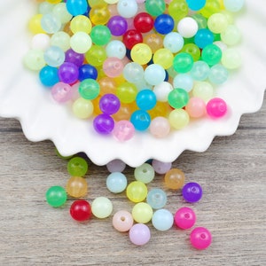 300 Stück 8mm runde Perlen, Kunststoff-Gelee-Perle, Acryl-Gumball-Perlen, Bubblegum-Perlen, runde Abstandsperlen, gemischte runde Perlen, Großhandelsperlen