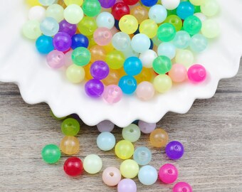 300Pcs 8mm Round Beads,Plastic Jelly Bead, Acrylic Gumball Beads,Bubblegum Beads, Round Spacer Beads, Mixed Round Beads,Wholesale Beads