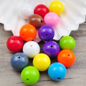 50 Stück 20mm runde Perlen, runde Kunststoffperlen, Acryl-Gumball-Perlen, Bubblegum-Perlen, runde Abstandsperlen, bunte runde Perlen, Großhandelsperlen