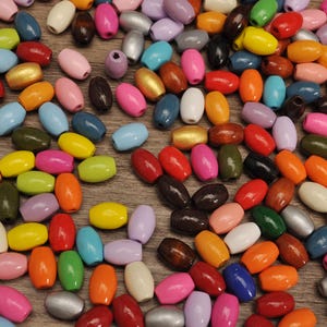 Mix Colors 12x8mm Small Oval Natural Wood Beads,100 Colored Wooden Beads,Wholesale Beads,Boho Spacers Bead for Necklace Bracelet Home Decor