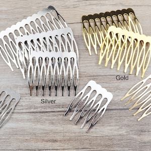 Pack of 20Pcs,Raw/Silver/Gold/Bronze/Red Copper Metal Hair Combs with 4/5/7/8/10/12 Teeth for hair accessories, blank barrette,Wholesale