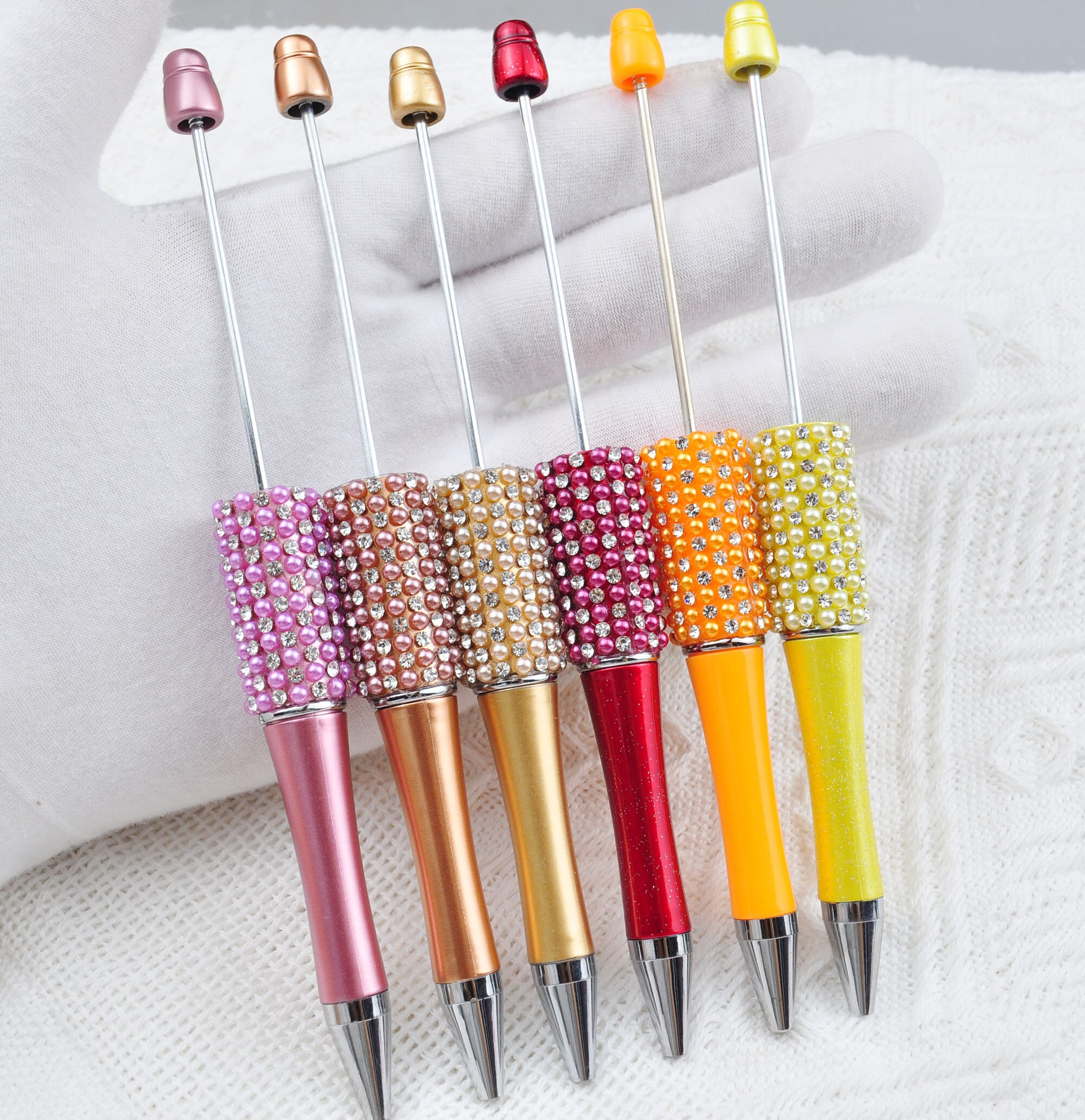 Cholemy 24 Set Assorted Beadable Ballpoint Pens - DIY Crystal Spacer Beads For Crafts, Office, Gifts